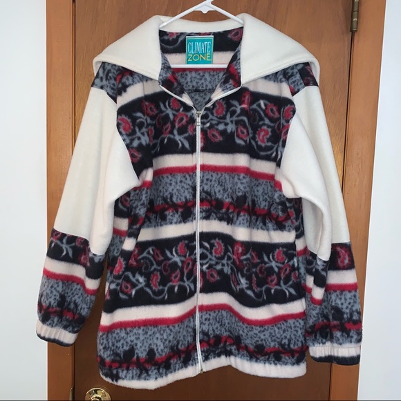 Women’s XL Vintage CLIMATE ZONE Zip Hood Full Zip Thick Fleece Coat EXCELLENT - Picture 1 of 15